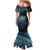 Floral Polynesian Hibiscus Tattoo Mermaid Dress Blue Gradient Style