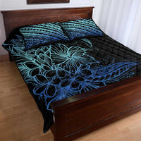 Floral Polynesian Hibiscus Tattoo Quilt Bed Set Blue Gradient Style LT9 - Polynesian Pride
