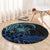 Floral Polynesian Hibiscus Tattoo Round Carpet Blue Gradient Style