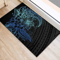 Floral Polynesian Hibiscus Tattoo Rubber Doormat Blue Gradient Style LT9 - Polynesian Pride