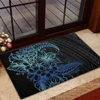 Floral Polynesian Hibiscus Tattoo Rubber Doormat Blue Gradient Style LT9 - Polynesian Pride