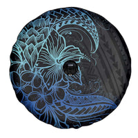 Floral Polynesian Hibiscus Tattoo Spare Tire Cover Blue Gradient Style LT9 - Polynesian Pride
