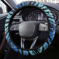Floral Polynesian Hibiscus Tattoo Steering Wheel Cover Blue Gradient Style LT9 - Polynesian Pride