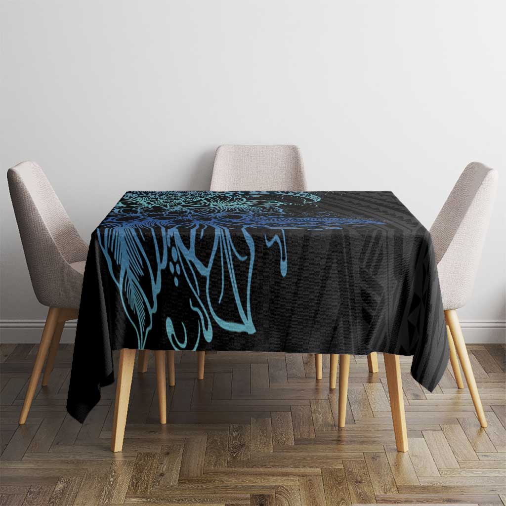 Floral Polynesian Hibiscus Tattoo Tablecloth Blue Gradient Style LT9 - Polynesian Pride