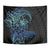 Floral Polynesian Hibiscus Tattoo Tapestry Blue Gradient Style