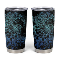 Floral Polynesian Hibiscus Tattoo Tumbler Cup Blue Gradient Style LT9 Blue - Polynesian Pride