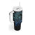 Floral Polynesian Hibiscus Tattoo Tumbler With Handle Blue Gradient Style