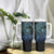 Floral Polynesian Hibiscus Tattoo Tumbler With Handle Blue Gradient Style