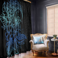 Floral Polynesian Hibiscus Tattoo Window Curtain Blue Gradient Style LT9 - Polynesian Pride