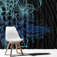 Floral Polynesian Hibiscus Tattoo Window Curtain Blue Gradient Style LT9 - Polynesian Pride