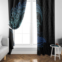Floral Polynesian Hibiscus Tattoo Window Curtain Blue Gradient Style LT9 - Polynesian Pride
