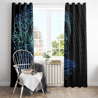 Floral Polynesian Hibiscus Tattoo Window Curtain Blue Gradient Style LT9 - Polynesian Pride