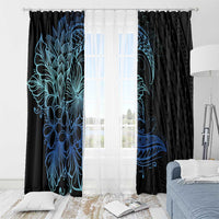 Floral Polynesian Hibiscus Tattoo Window Curtain Blue Gradient Style LT9 - Polynesian Pride