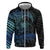 Floral Polynesian Hibiscus Tattoo Zip Hoodie Blue Gradient Style