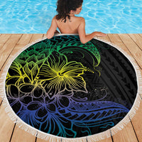 Floral Polynesian Hibiscus Tattoo Beach Blanket Green Gradient Style LT9 - Polynesian Pride