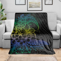 Floral Polynesian Hibiscus Tattoo Blanket Green Gradient Style LT9 - Polynesian Pride
