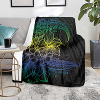Floral Polynesian Hibiscus Tattoo Blanket Green Gradient Style LT9 - Polynesian Pride