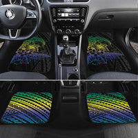 Floral Polynesian Hibiscus Tattoo Car Mats Green Gradient Style LT9 Set 4pcs Green - Polynesian Pride