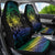 Floral Polynesian Hibiscus Tattoo Car Seat Cover Green Gradient Style