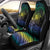 Floral Polynesian Hibiscus Tattoo Car Seat Cover Green Gradient Style