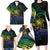 Floral Polynesian Hibiscus Tattoo Family Matching Long Sleeve Bodycon Dress and Hawaiian Shirt Green Gradient Style