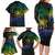 Floral Polynesian Hibiscus Tattoo Family Matching Long Sleeve Bodycon Dress and Hawaiian Shirt Green Gradient Style