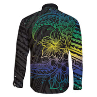 Floral Polynesian Hibiscus Tattoo Family Matching Mermaid Dress and Hawaiian Shirt Green Gradient Style