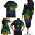 Floral Polynesian Hibiscus Tattoo Family Matching Off The Shoulder Long Sleeve Dress and Hawaiian Shirt Green Gradient Style