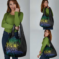 Floral Polynesian Hibiscus Tattoo Grocery Bag Green Gradient Style LT9 - Polynesian Pride