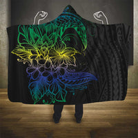 Floral Polynesian Hibiscus Tattoo Hooded Blanket Green Gradient Style LT9 - Polynesian Pride