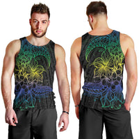 Floral Polynesian Hibiscus Tattoo Men Tank Top Green Gradient Style LT9 - Polynesian Pride