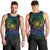 Floral Polynesian Hibiscus Tattoo Men Tank Top Green Gradient Style