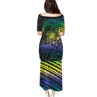 Floral Polynesian Hibiscus Tattoo Puletasi Green Gradient Style LT9 - Polynesian Pride