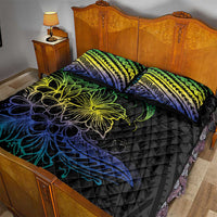 Floral Polynesian Hibiscus Tattoo Quilt Bed Set Green Gradient Style LT9 - Polynesian Pride