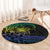 Floral Polynesian Hibiscus Tattoo Round Carpet Green Gradient Style