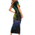 Floral Polynesian Hibiscus Tattoo Short Sleeve Bodycon Dress Green Gradient Style