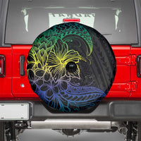 Floral Polynesian Hibiscus Tattoo Spare Tire Cover Green Gradient Style LT9 - Polynesian Pride