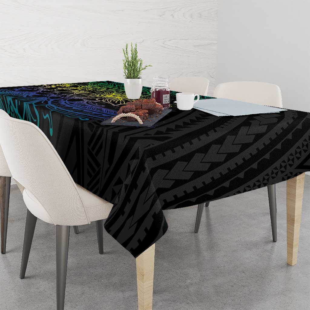 Floral Polynesian Hibiscus Tattoo Tablecloth Green Gradient Style LT9 - Polynesian Pride