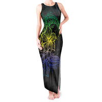 Floral Polynesian Hibiscus Tattoo Tank Maxi Dress Green Gradient Style LT9 Women Green - Polynesian Pride