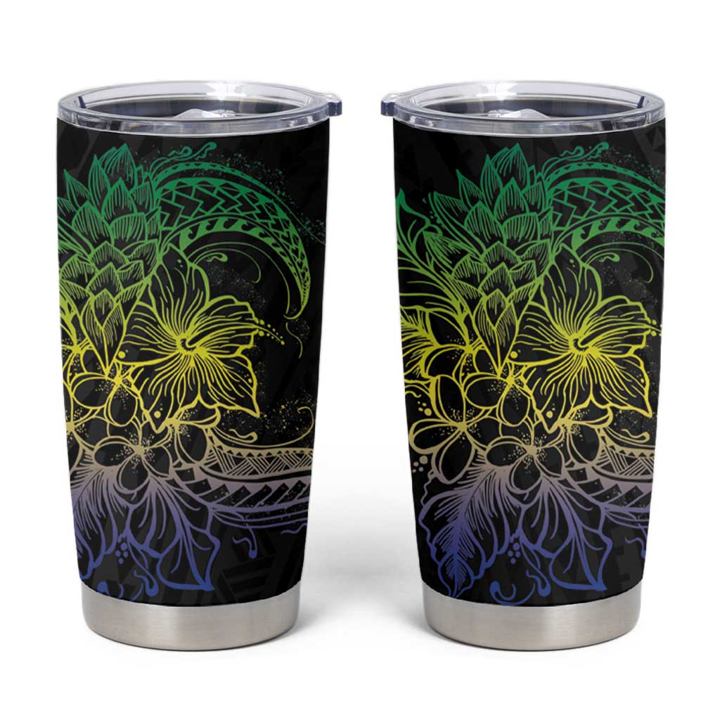 Floral Polynesian Hibiscus Tattoo Tumbler Cup Green Gradient Style LT9 Green - Polynesian Pride