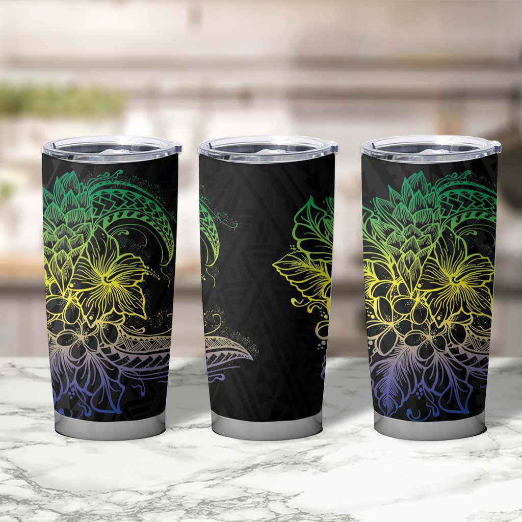 Floral Polynesian Hibiscus Tattoo Tumbler Cup Green Gradient Style LT9 - Polynesian Pride