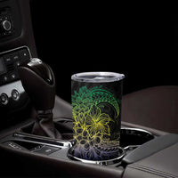 Floral Polynesian Hibiscus Tattoo Tumbler Cup Green Gradient Style LT9 - Polynesian Pride