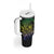 Floral Polynesian Hibiscus Tattoo Tumbler With Handle Green Gradient Style