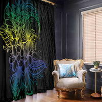 Floral Polynesian Hibiscus Tattoo Window Curtain Green Gradient Style LT9 - Polynesian Pride