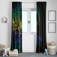 Floral Polynesian Hibiscus Tattoo Window Curtain Green Gradient Style LT9 - Polynesian Pride