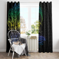 Floral Polynesian Hibiscus Tattoo Window Curtain Green Gradient Style LT9 - Polynesian Pride