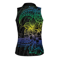 Floral Polynesian Hibiscus Tattoo Women Sleeveless Polo Shirt Green Gradient Style LT9 - Polynesian Pride