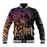 Floral Polynesian Hibiscus Tattoo Baseball Jacket Peach Gradient Style LT9 Unisex Peach - Polynesian Pride
