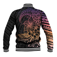 Floral Polynesian Hibiscus Tattoo Baseball Jacket Peach Gradient Style LT9 - Polynesian Pride