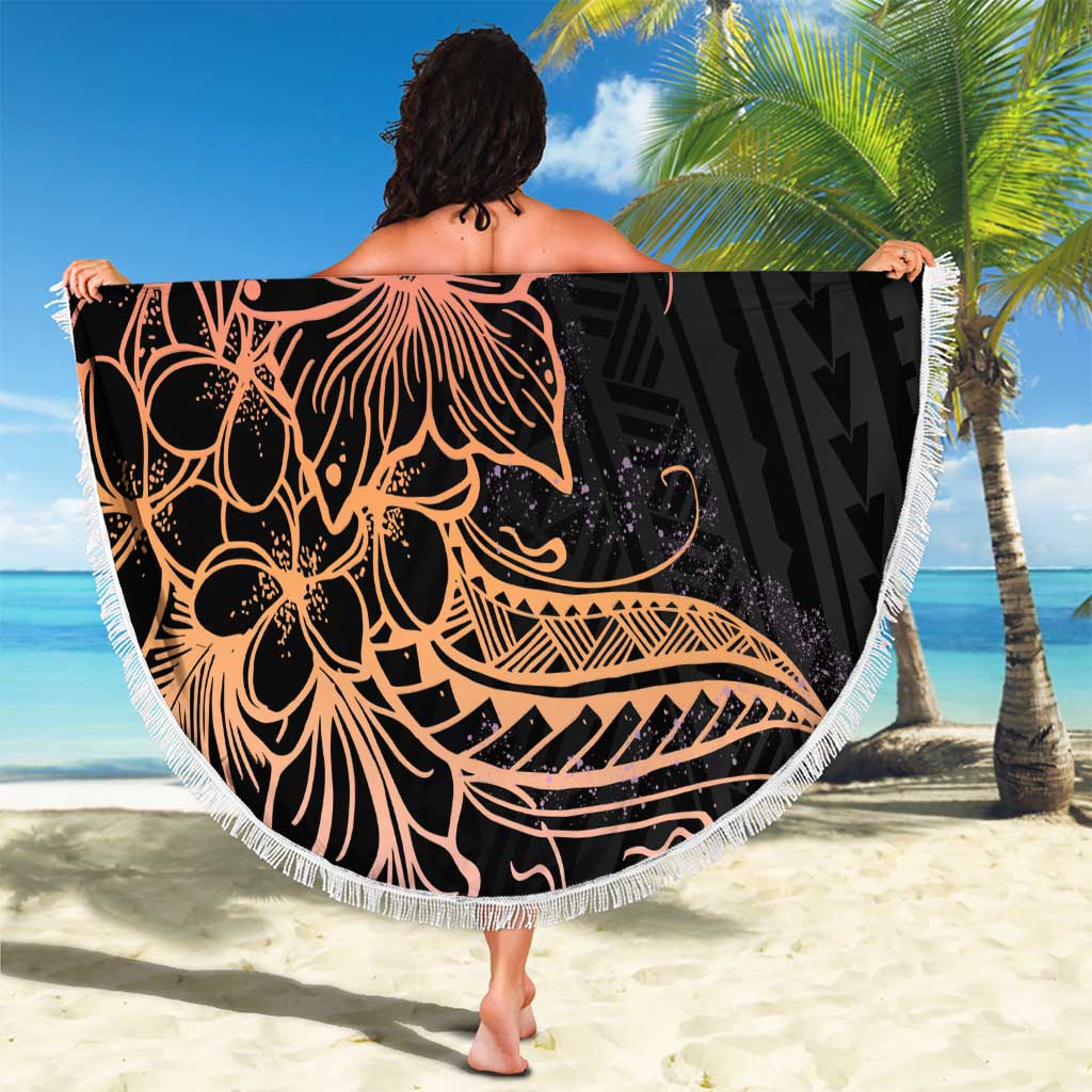 Floral Polynesian Hibiscus Tattoo Beach Blanket Peach Gradient Style LT9 - Polynesian Pride